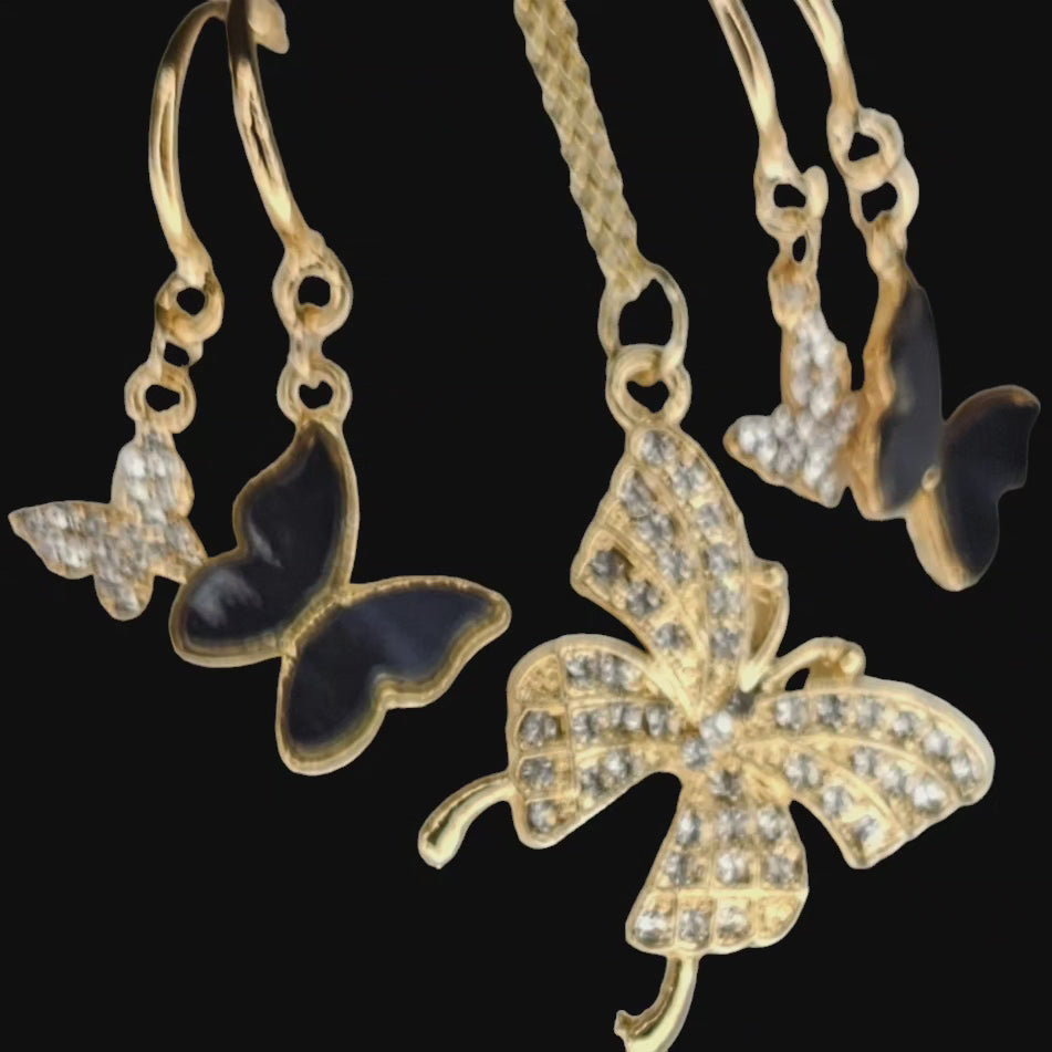 Butterfly necklace and earrings